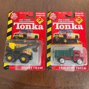 2 Tonka diecast collection 1949 dump truck, mighty crane. Both ,NEW
